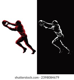 Silhouette Logo of Rugby Player Playing the Game