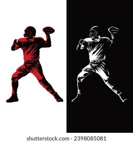 Silhouette Logo of Rugby Player Playing the Game