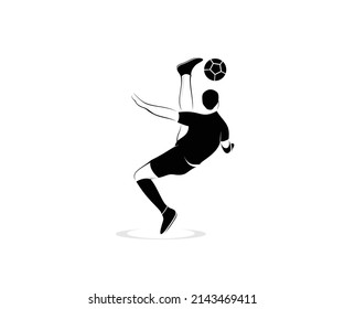 silhouette logo soccer player overhead kick