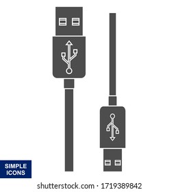 Icono Usb vectorial Silhouette con fondo blanco, plantilla de ilustración.