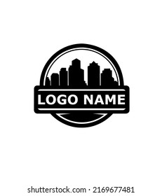 Silhouette logo views city buildings vector image
