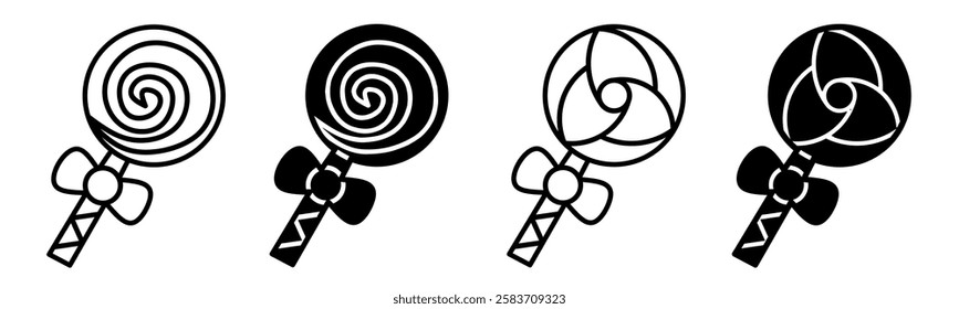 Silhouette of lolilpop icon illustration on white background. Lolipop icon set. Stock vector.