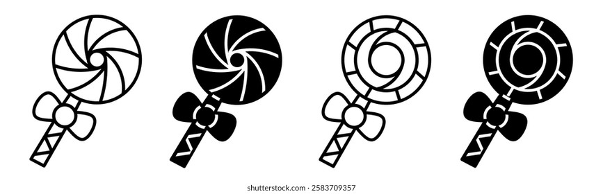 Silhouette of lolilpop icon illustration on white background. Lolipop icon set. Stock vector.