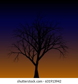 Silhouette of a lone tree. Vector illustration eps10