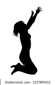 Silhouette of a lonely woman kneeling on the floor and asking for help and praying, arms up