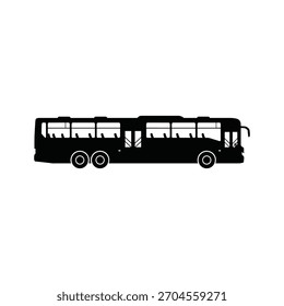 Silhouette of a long bus with many windows isolated on for transportation concept