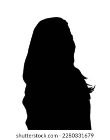The silhouette of a long -haired woman's shadow with a white background