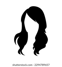 silhouette of long hairstyle woman. vector illustration.