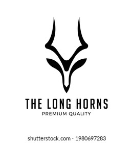 Silhouette Of Long Horn Logo Vector 