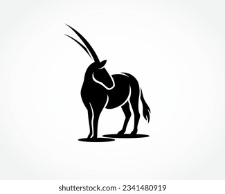 silhouette look side oryx logo design template illustration inspiration