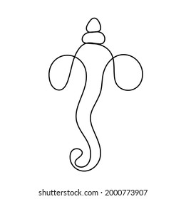 Silhouette of Lord Ganesha as line drawing on the white background. Vector