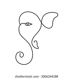 Silhouette of Lord Ganesha as line drawing on the white background. Vector