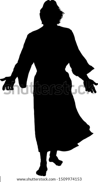 Silhouette Lord Jesus Christ Open Hand Stock Vector (Royalty Free ...