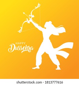 silhouette of lord rama with bow and arrow vector illustration design