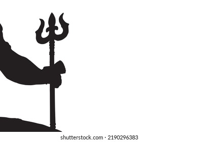 Silhouette Lord shiva's trident in his hand. Vector illustration of trident or The trishula.