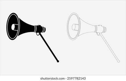 Silhouette loudspeaker vector icon illustration, easy to customizable file, black and white color layout