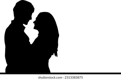 Silhouette of a love couple in an intimate and romantic pose,Embracing in a passionate and romantic pose