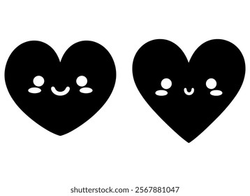 Silhouette Of Love or Heart Shape Icon Vector Set. Black Heart Icon Set. Happy Valentines Day Heart Background. Vector Set of Love Symbols. Black Hearts Collection Isolated On White Background.