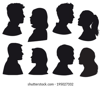 silhouette ?ouple in love, kiss moment. Love, kiss, sensuality. Isolated on white background, face in profile
