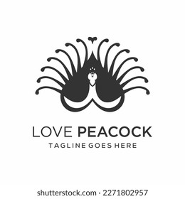 silhouette of love and peacock. eps 10 vector design template