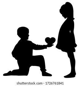 Silhouette of lovers boy and girl