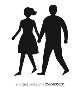 Silhouette of Lovers Couple Walking in Romantic Setting - Perfect for Love and Intimacy Themes