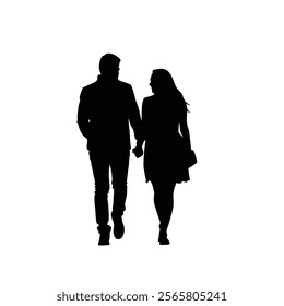 Silhouette of Lovers Couple Walking in Romantic Setting - Perfect for Love and Intimacy Themes