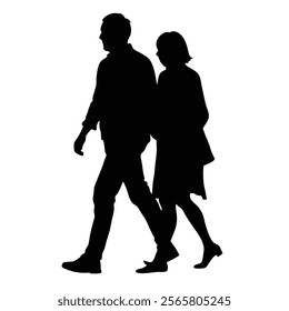 Silhouette of Lovers Couple Walking in Romantic Setting - Perfect for Love and Intimacy Themes