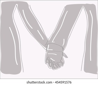 silhouette of lovers holding hands. vector illustration