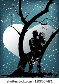 silhouette of a loving couple
