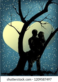 silhouette of a loving couple
