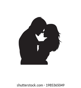 silhouette of a loving couple, black and white