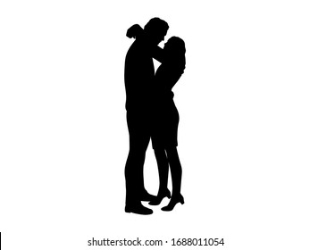 silhouette of loving couple man and woman hugging. Illustration icon symbol