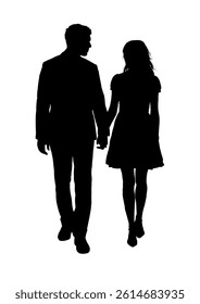Silhouette of a loving couple, man and woman, vector illustration