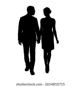 Silhouette of a loving couple, man and woman, vector illustration	