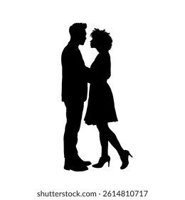 Silhouette of a loving couple, man and woman, vector illustration	