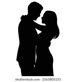 Silhouette of a Loving Couple - Symbolizing Tenderness and Love