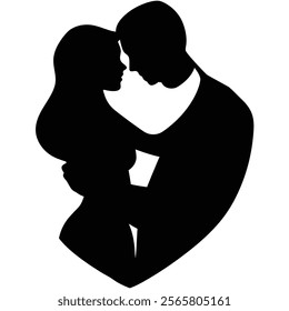 Silhouette of a Loving Couple - Symbolizing Tenderness and Love