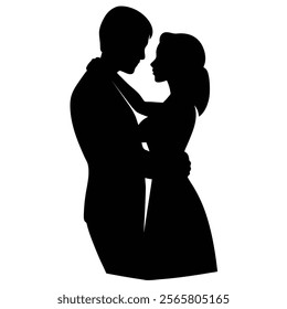 Silhouette of a Loving Couple - Symbolizing Tenderness and Love