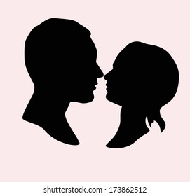 Silhouette of a loving couple. Vector 