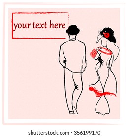silhouette of loving couples walking