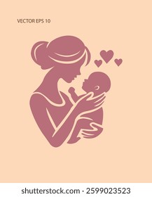 Silhouette of a Loving Mother Holding Her Baby