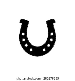 silhouette lucky horseshoe  - black vector icon