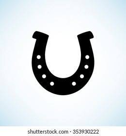 silhouette lucky horseshoe -  black vector icon