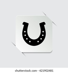 silhouette lucky horseshoe  - black vector icon