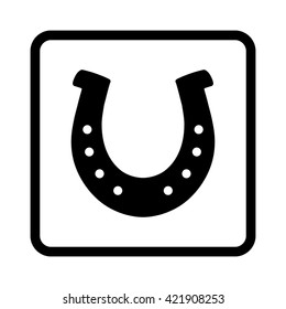silhouette lucky horseshoe  - black vector icon