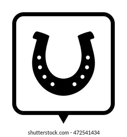 silhouette lucky horseshoe - black vector icon;  message bubble