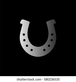 silhouette lucky horseshoe -  black vector icon