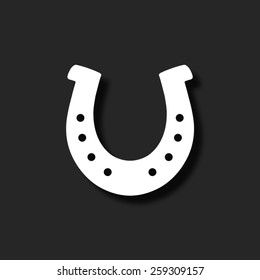 silhouette lucky horseshoe  - vector icon with shadow