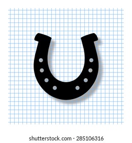 silhouette lucky horseshoe - vector icon with shadow